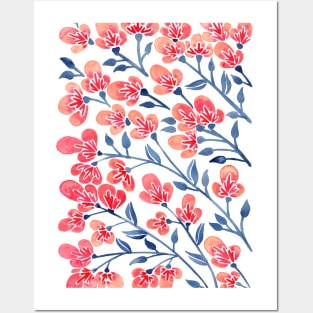 melon blue cherry blossoms Posters and Art